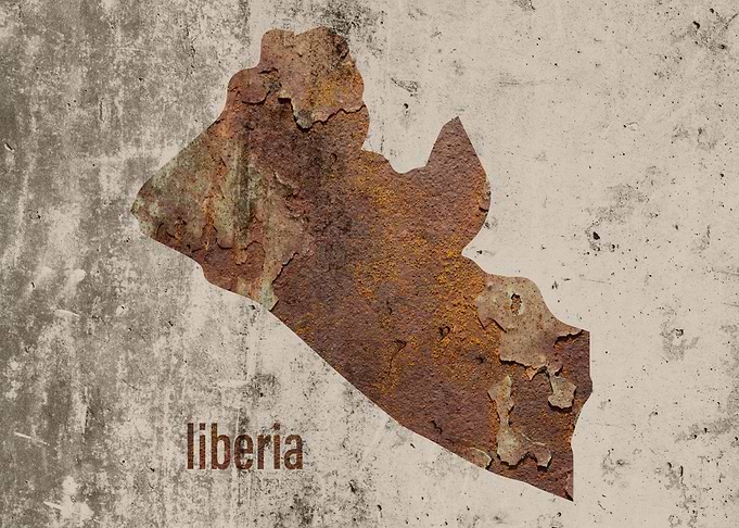Liberia Map Rusty Cement