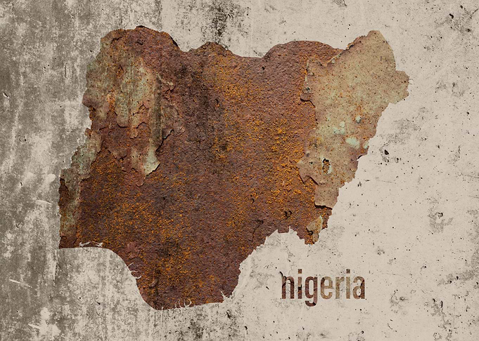 Nigeria Map Rusty Cement