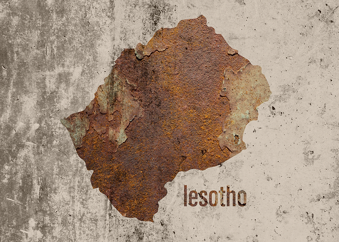 Lesotho Map Rusty Cement