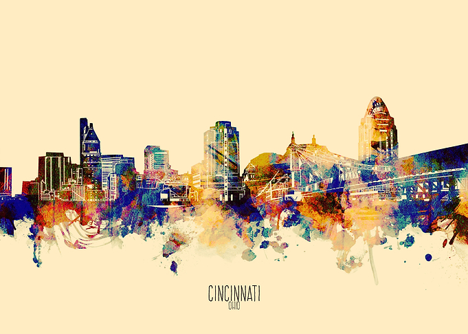 cincinnati skyline yellow