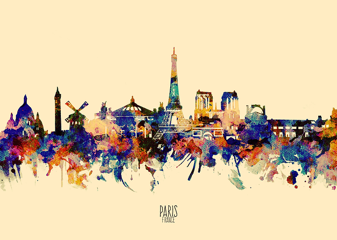 paris skyline yellow