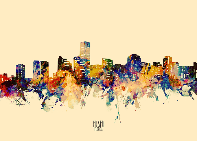 miami skyline yellow