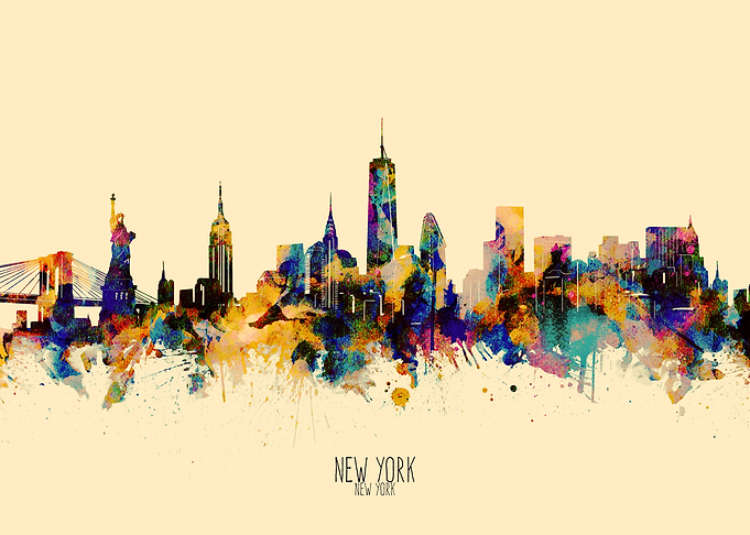 new york skyline yellow