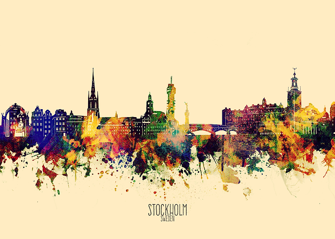 stockholm skyline yellow