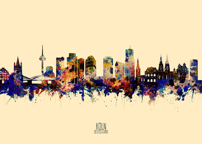 cologne skyline yellow