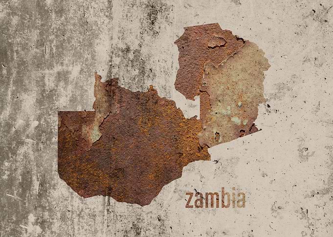 Zambia Map Rusty Cement