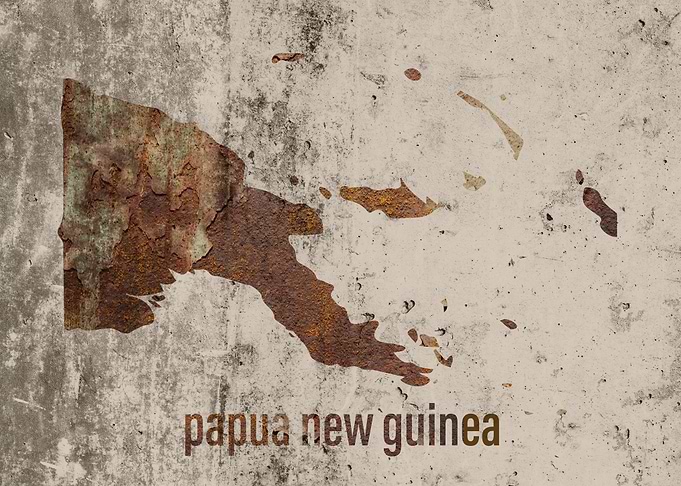 Papua New Guinea Map Rusty