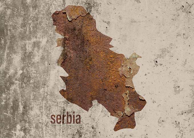 Serbia Map Rusty Cement