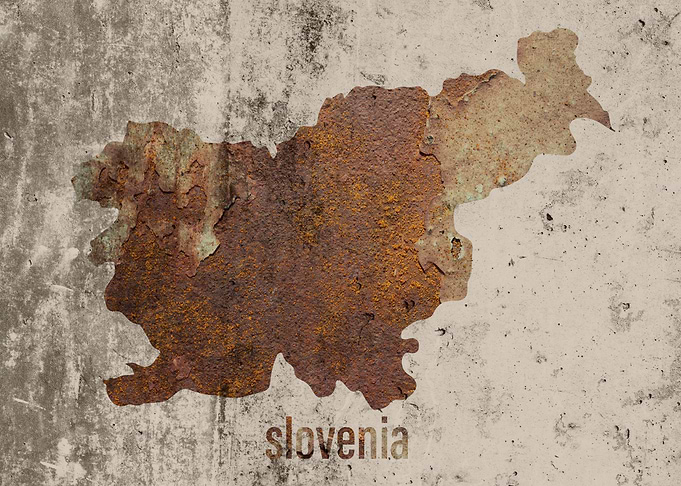 Slovenia Map Rusty Cement