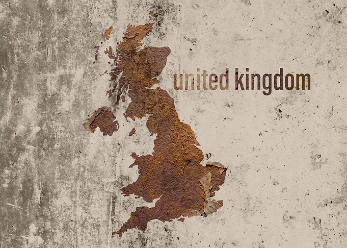 United Kingdom Map Rusty