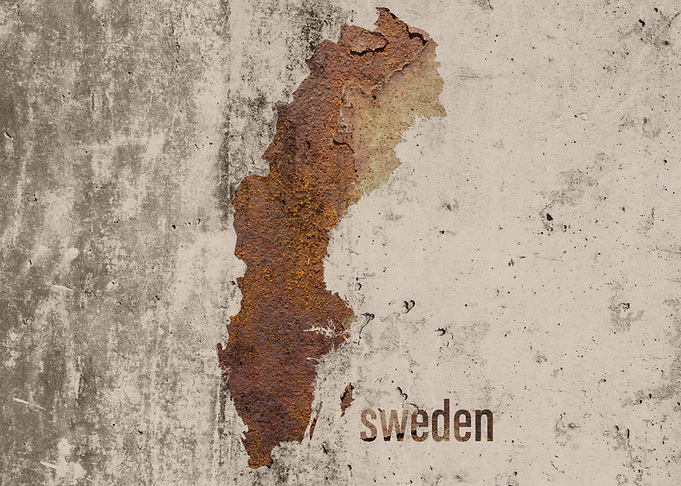 Sweden Map Rusty Cement