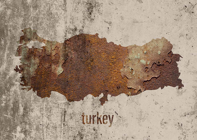 Turkey Map Rusty Cement