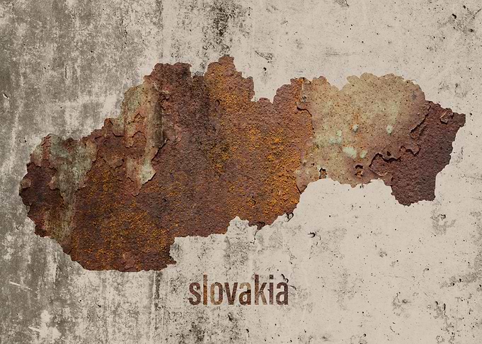 Slovakia Map Rusty Cement