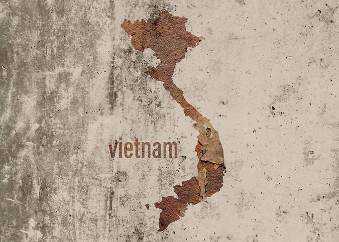 Vietnam Map Rusty Cement