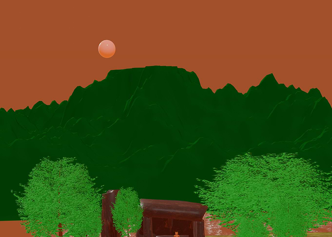 SUN RISE in forest green