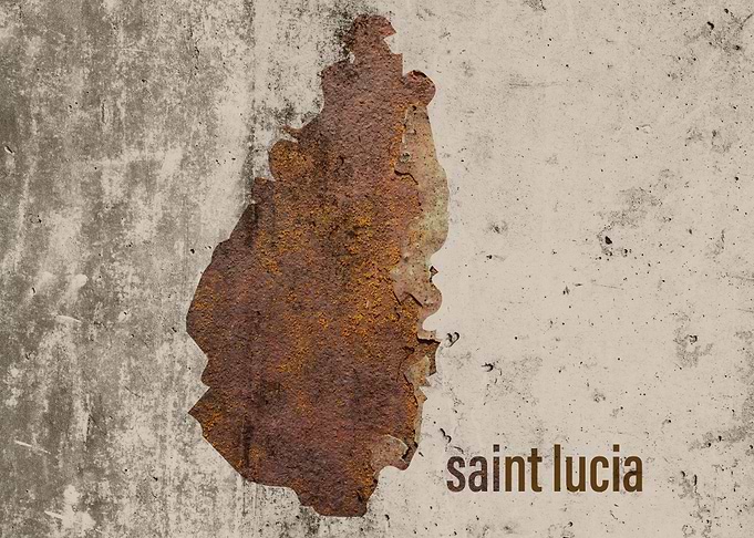 Saint Lucia Map Rusty