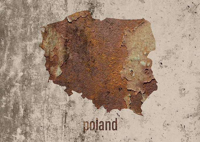 Poland Map Rusty Cement