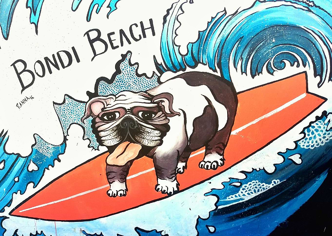 Surfing Dog Bondi Beach
