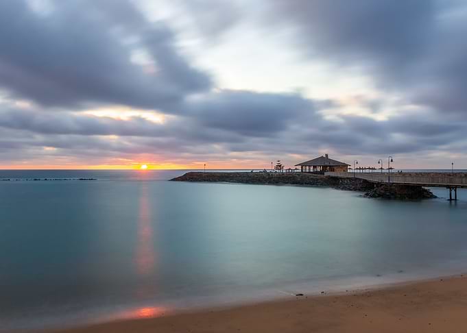 Beach bar during sunrise