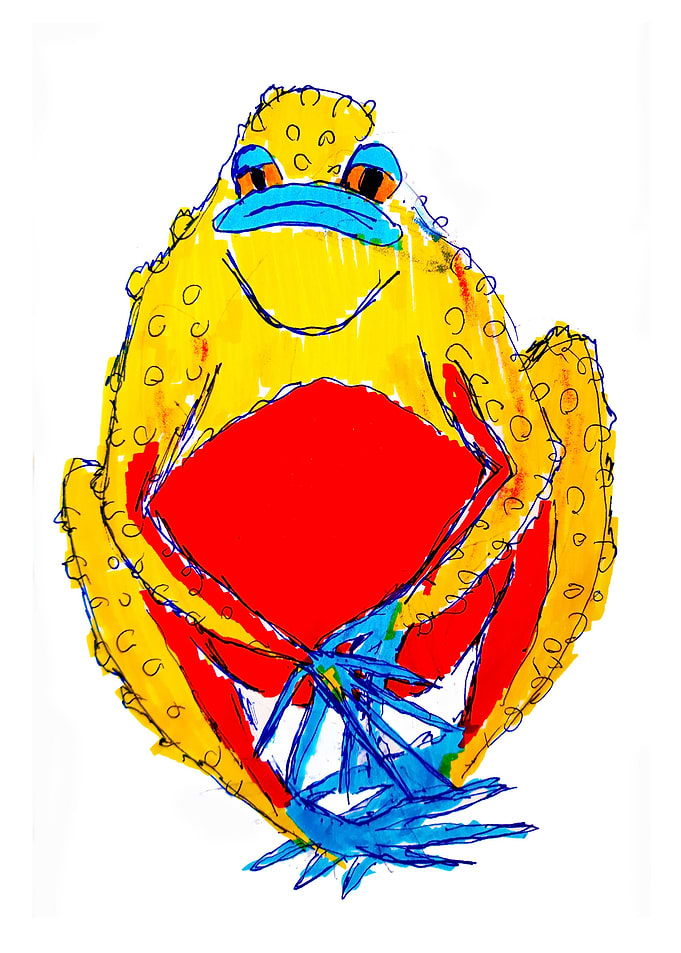 Yellow red frog