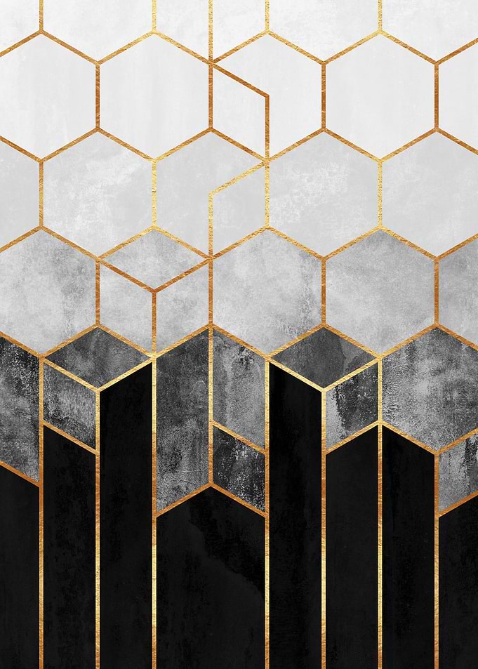 Charcoal Hexagons