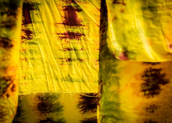 Drying yellow batik