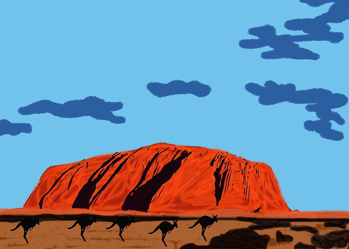 Uluru y canguros