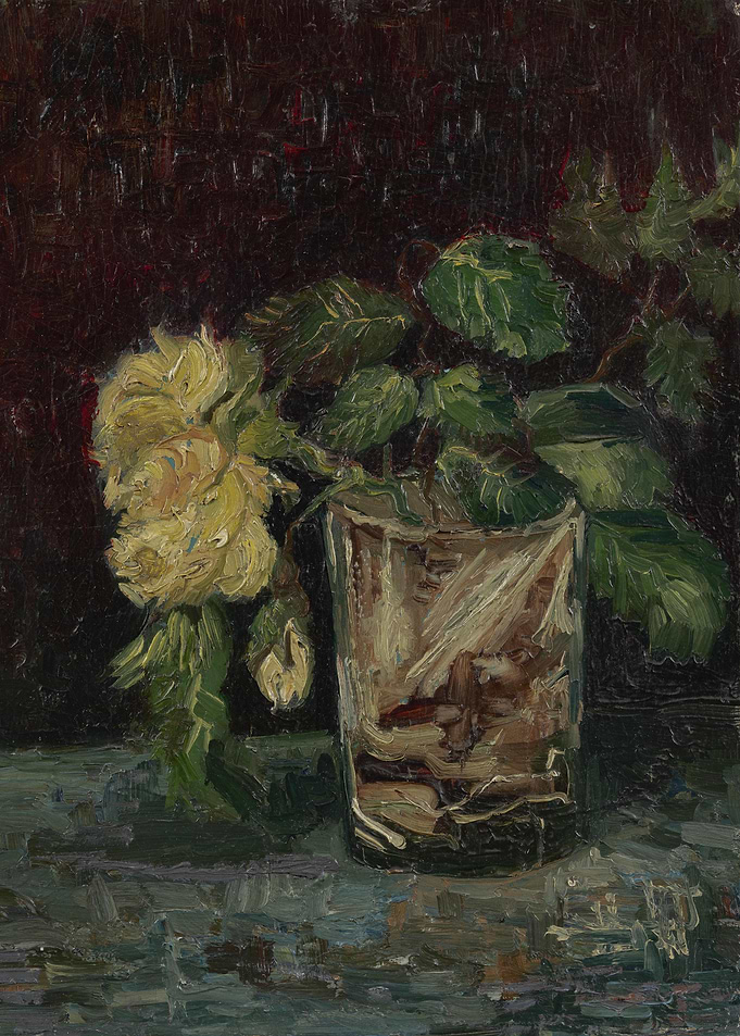 Glas met gele rozen