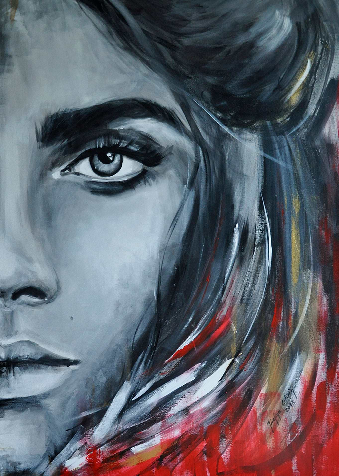 Portrait of woman in red