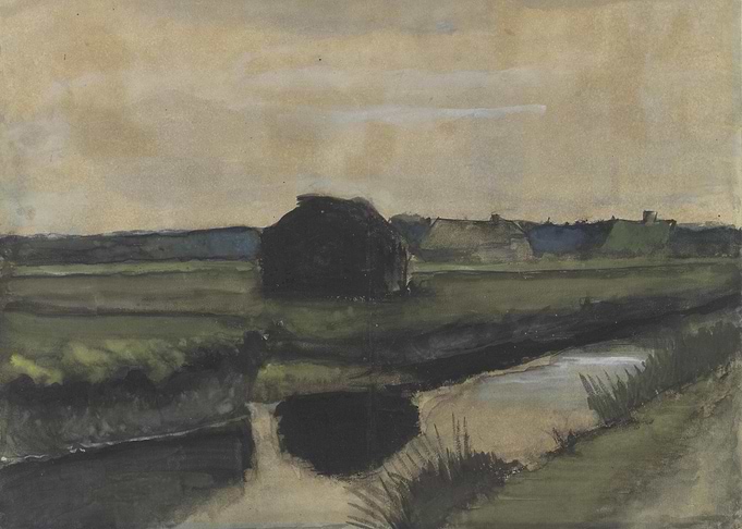 Landschap met turfhoop en