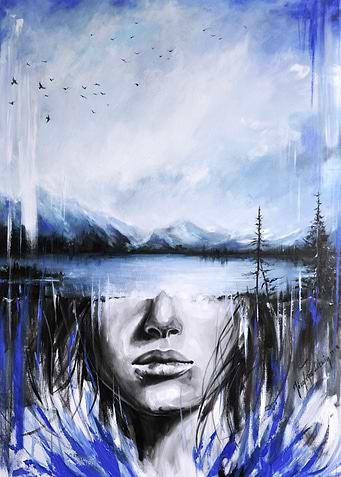 Double exposure blue