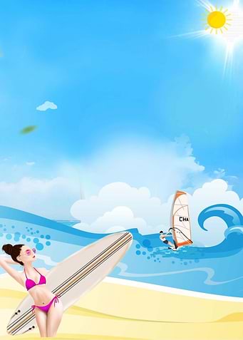 Surfing Girl on the Beach