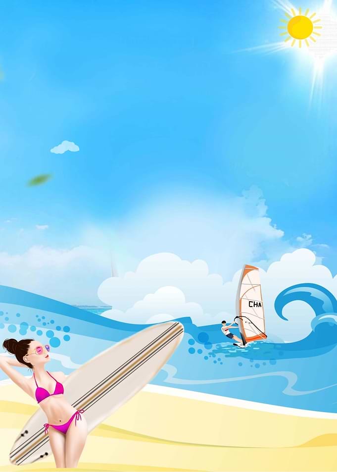 Surfing Girl on the Beach