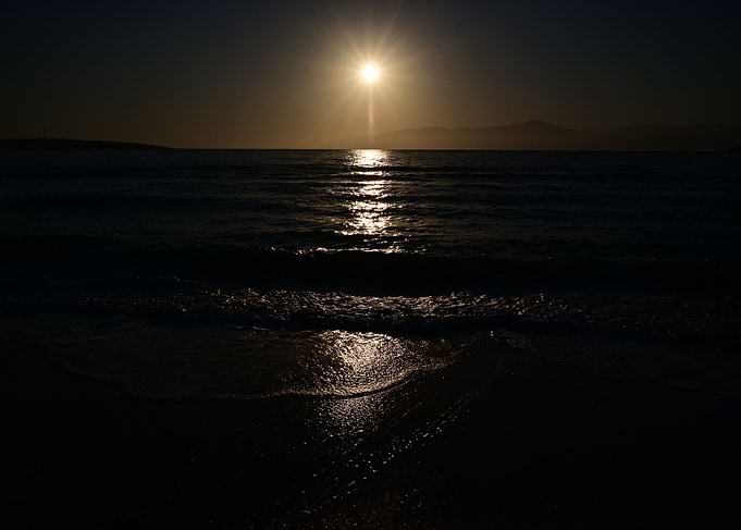 Moon greek island night