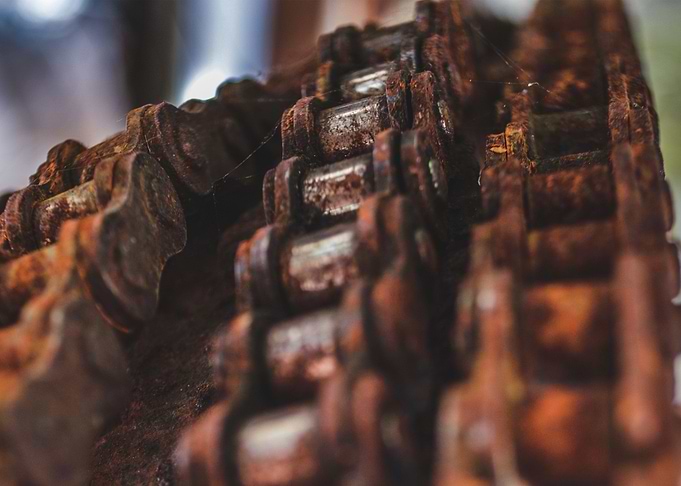 Old rusty bicycle chains