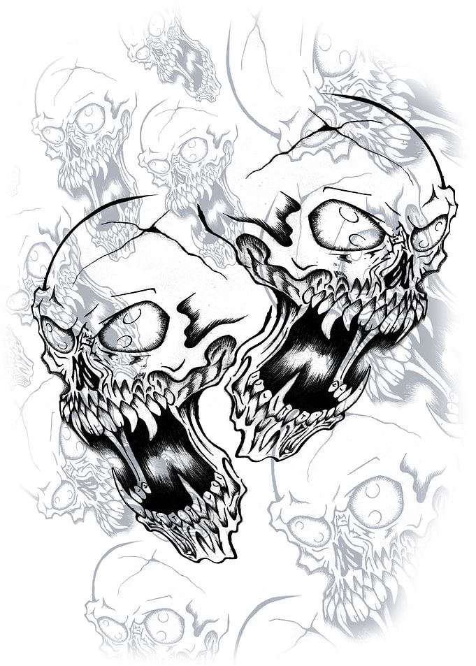 Calavera blanco con negro