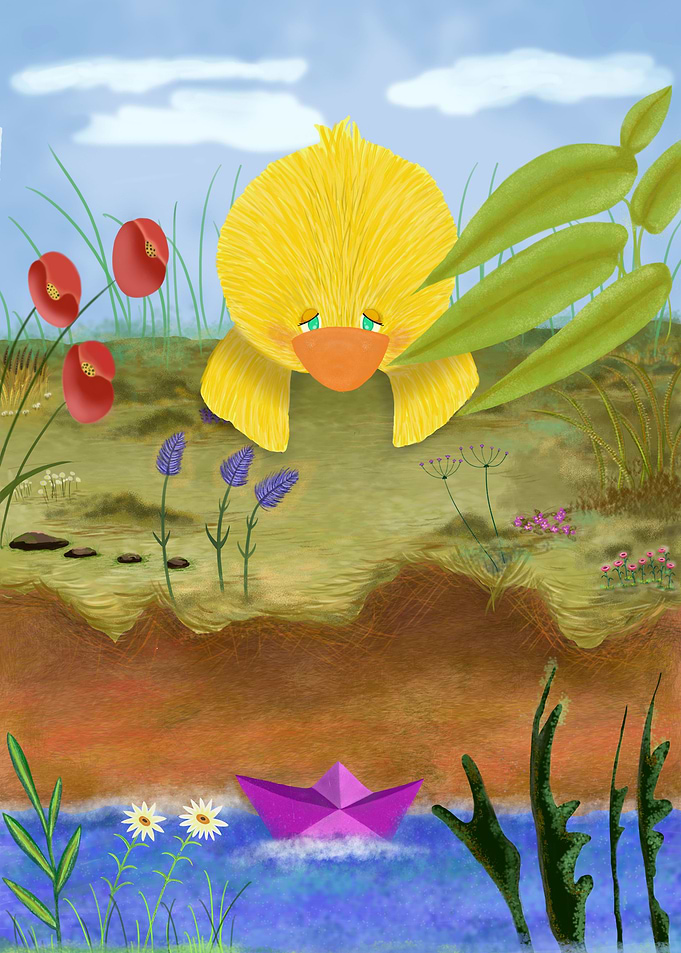 Duck baby over cliff