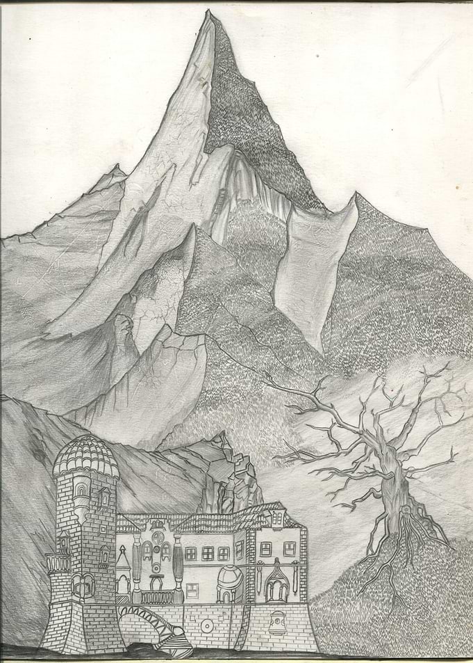A mountain and castle nhb