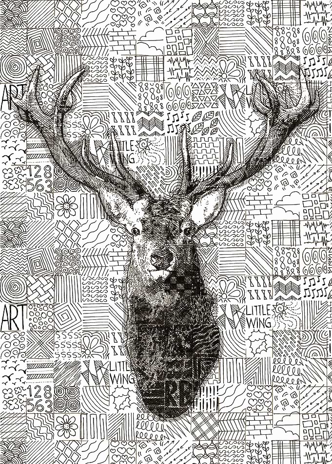 Deer doodle mosaic