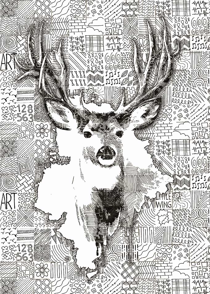 Deer doodle mosaic