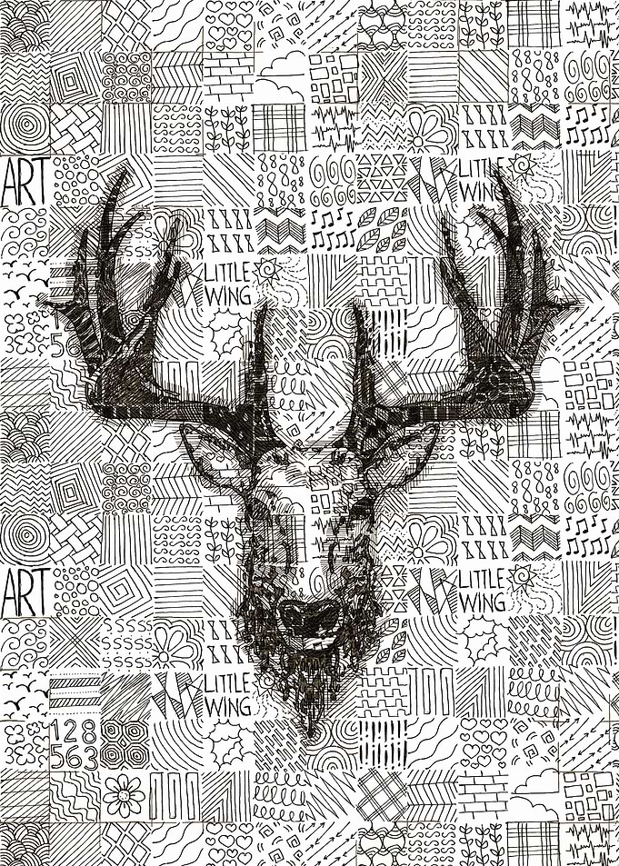 Deer doodle mosaic
