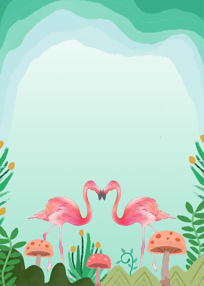 Two Flamingos making heart