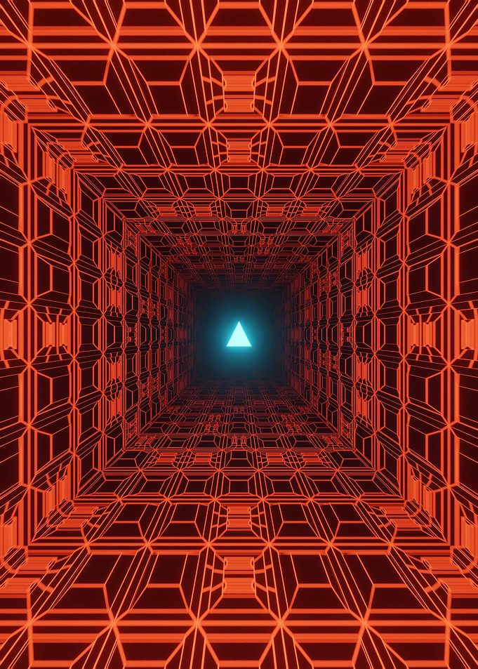 Red Wireframe Hall
