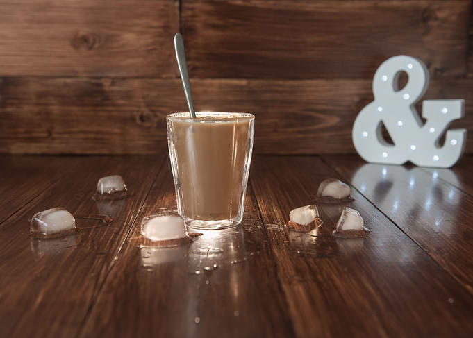 Iced coffee with ice
