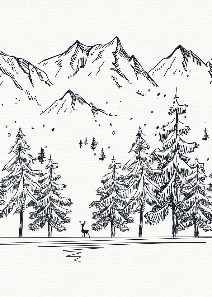 White Mountain and deer
