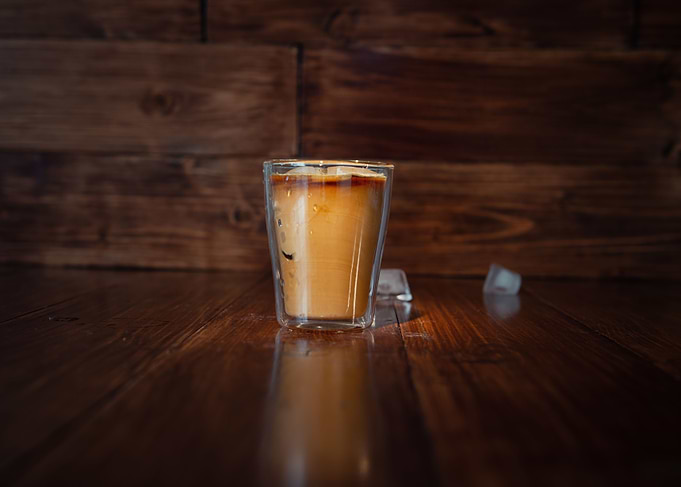 Iced coffee with ice