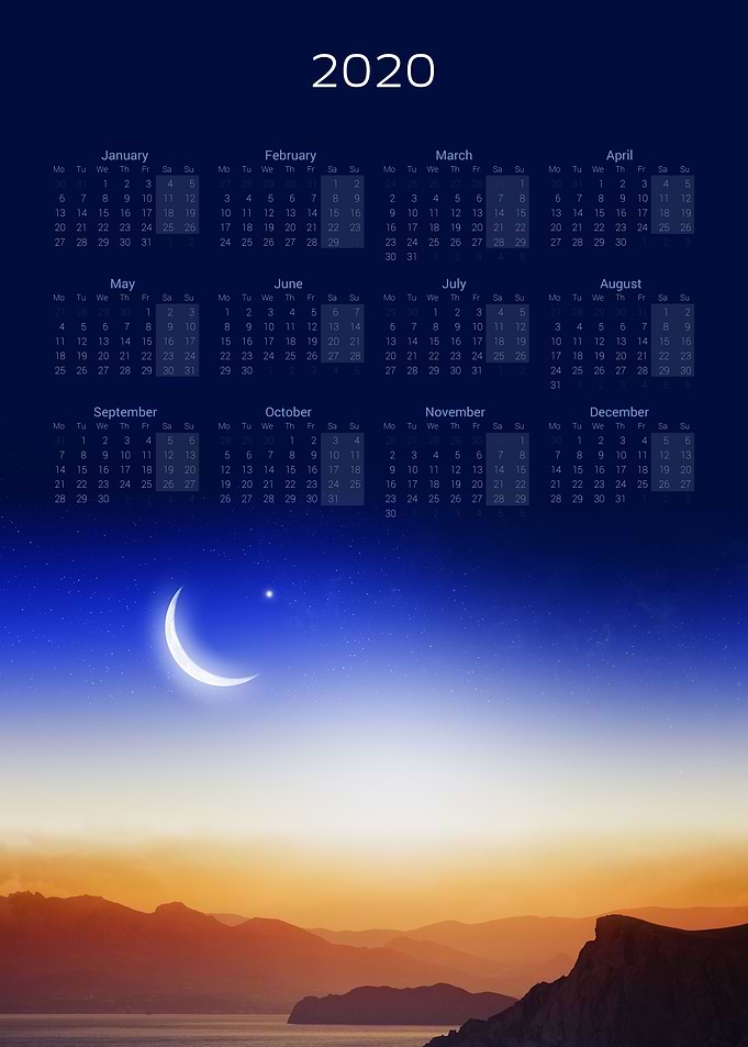 Calendar 2020 — Moon 1