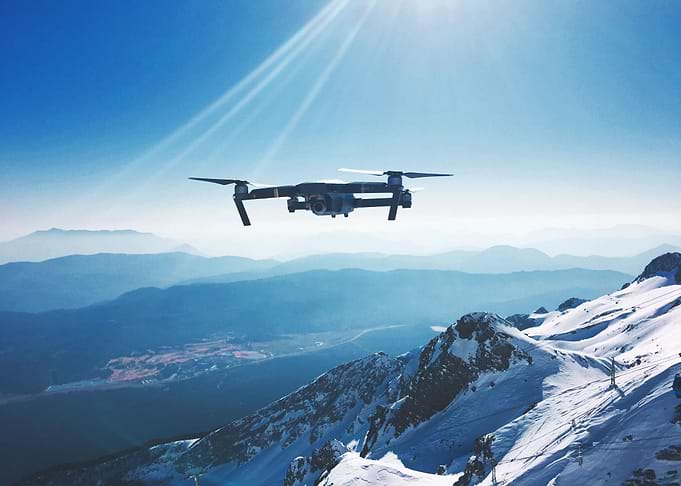 Drone fly over mountains