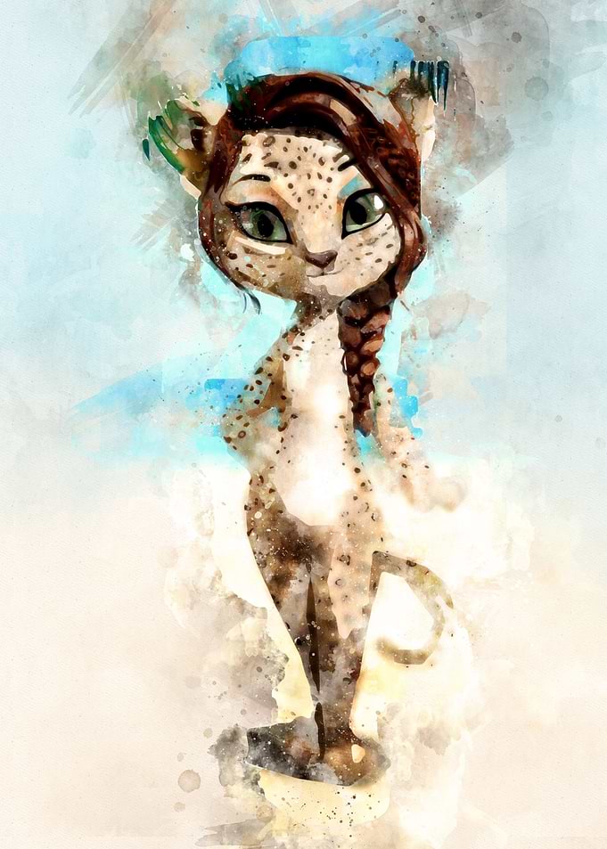 jaguar girl watercolor