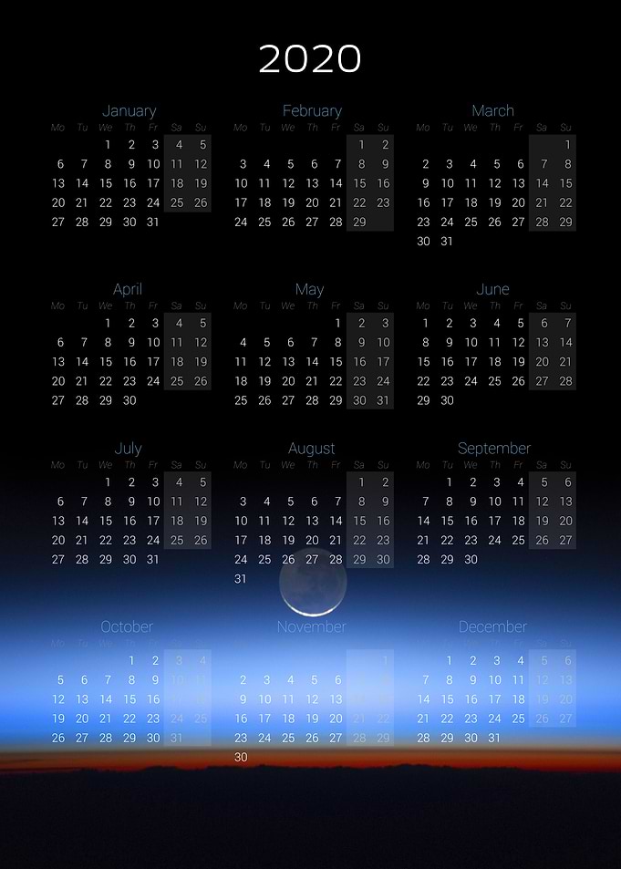 Calendar 2020 — Moon 8